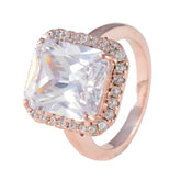 Hua White Halo Promise Ring with Rose Gold Setting